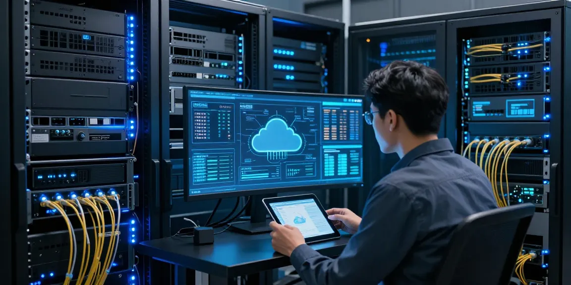 GO8 cloud computing platform with advanced technology in a modern data center featuring servers and holographic visuals.