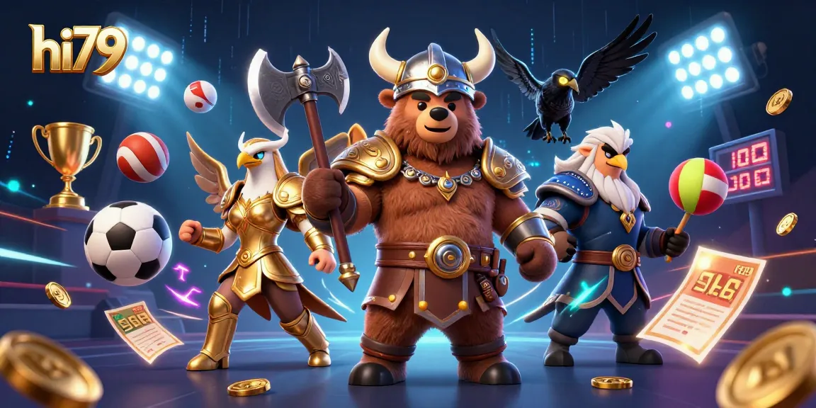 Join the fortune at hi79 with Viking heroes amidst dynamic betting action and celebration.