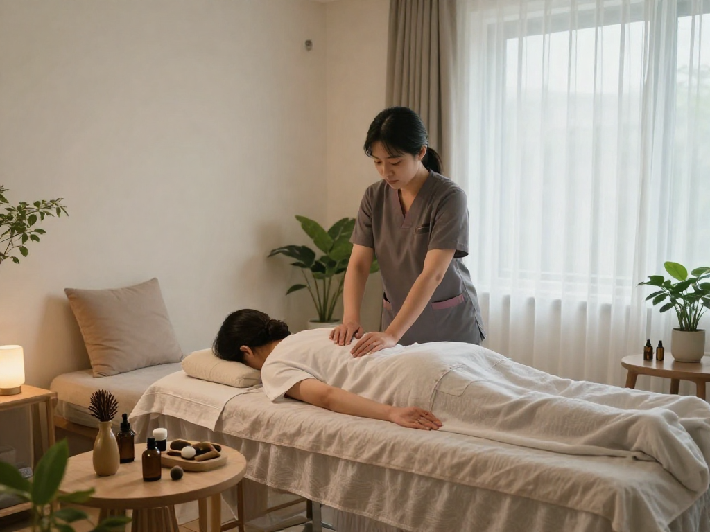신림동출장안마 in a calming home environment with a professional therapist offering a soothing massage.