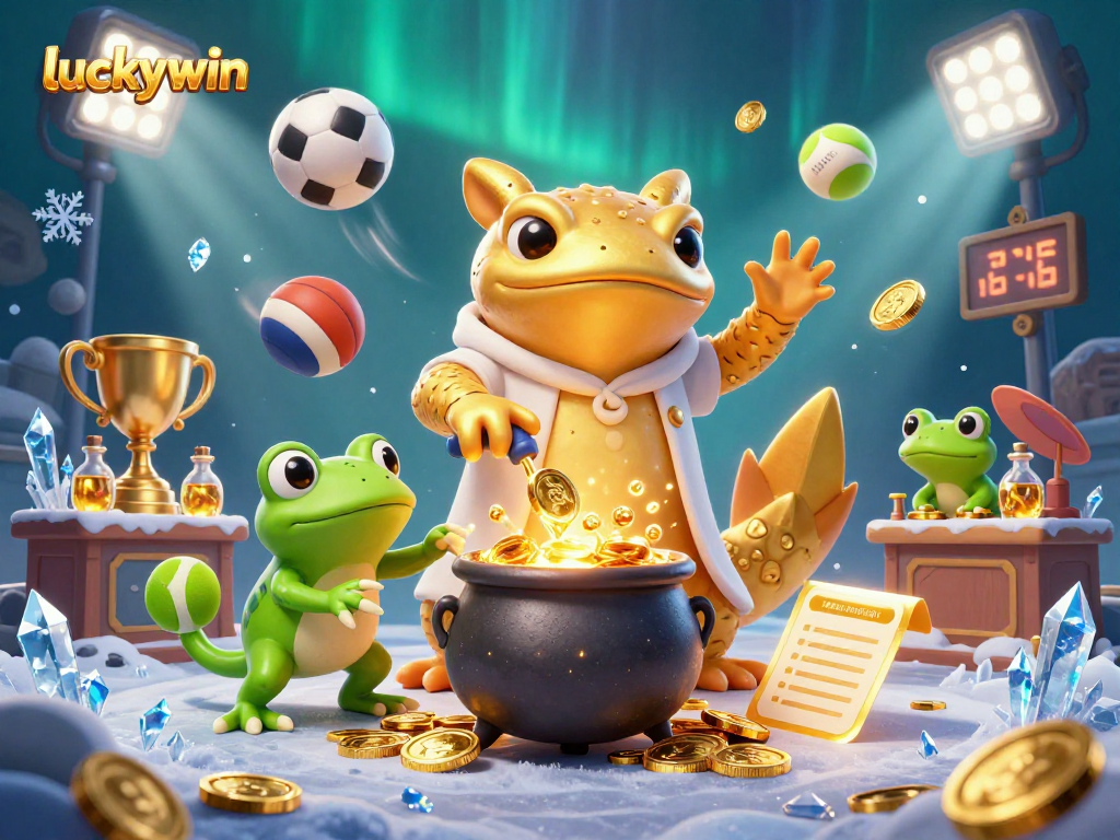 Engage with luckywin's thrilling 3D casino realm featuring an alchemist and sports elements.