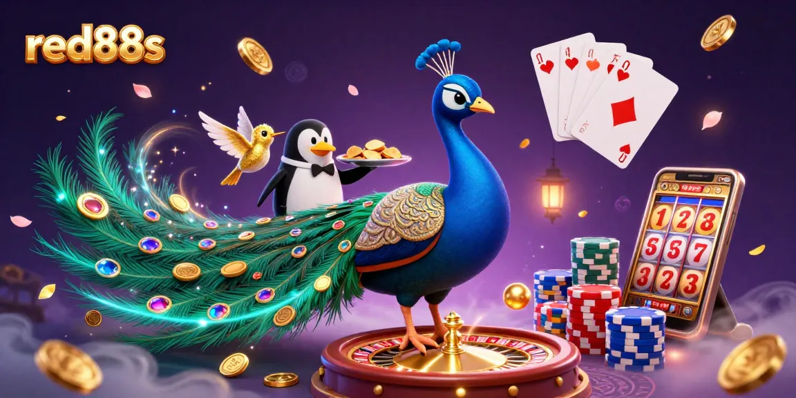 Experience thrilling gameplay with red88s in a vibrant casino scene featuring animated characters and sparkling elements.