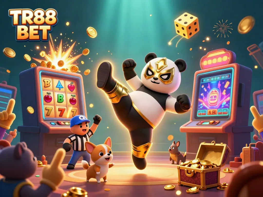 Experience the excitement of TR88 BET's casino with lively characters and thrilling game elements.