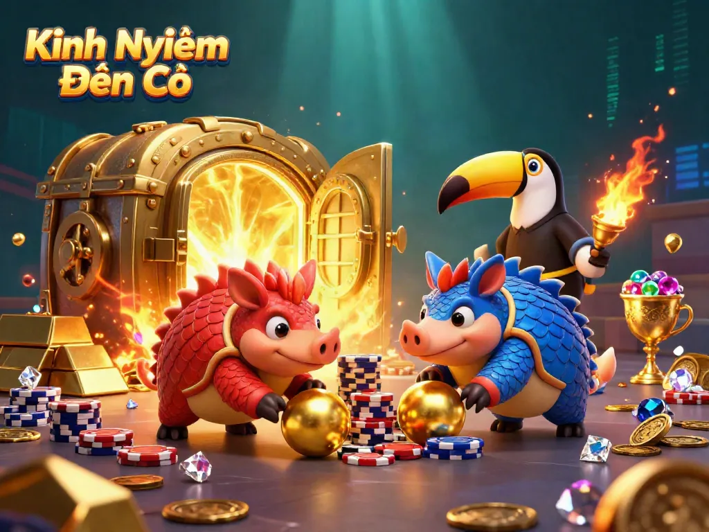 Engage in Kinh Nghiệm Đặt Cược with vibrant pangolins and golden treasures amidst a dazzling casino atmosphere.