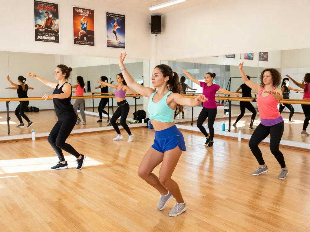 Dancers practicing choreography in a bright studio, showcasing the passion of kineticsynergydancecompany.com.