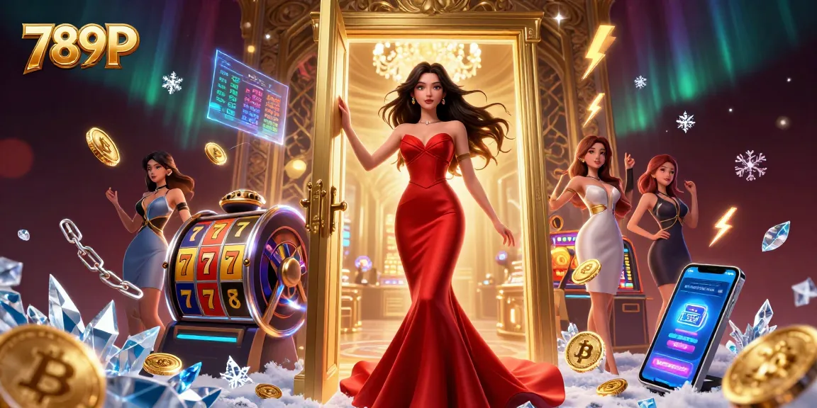 Win big with 789P in a vibrant casino setting full of exciting slot games and gold coins.
