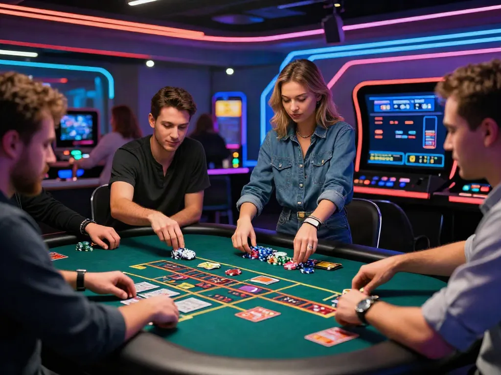 Online casinos that accept credit card with players enjoying a lively gaming atmosphere.