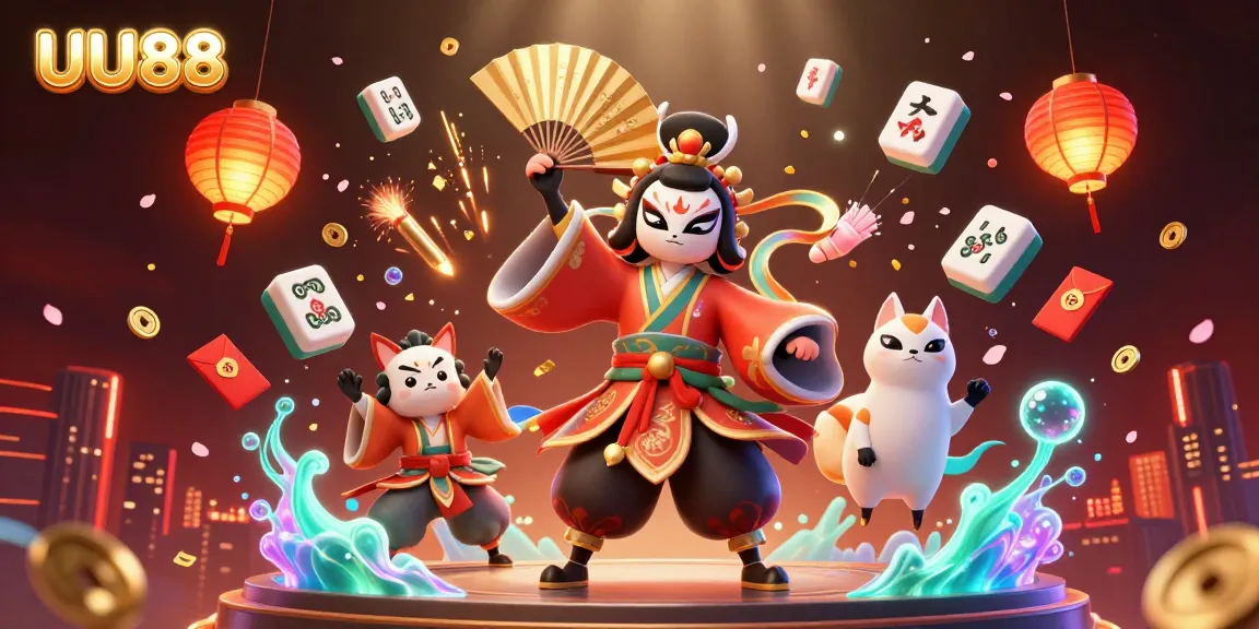 Engage in thrilling gameplay at UU88 with vibrant 3D casino illustration featuring dynamic characters and immersive elements.