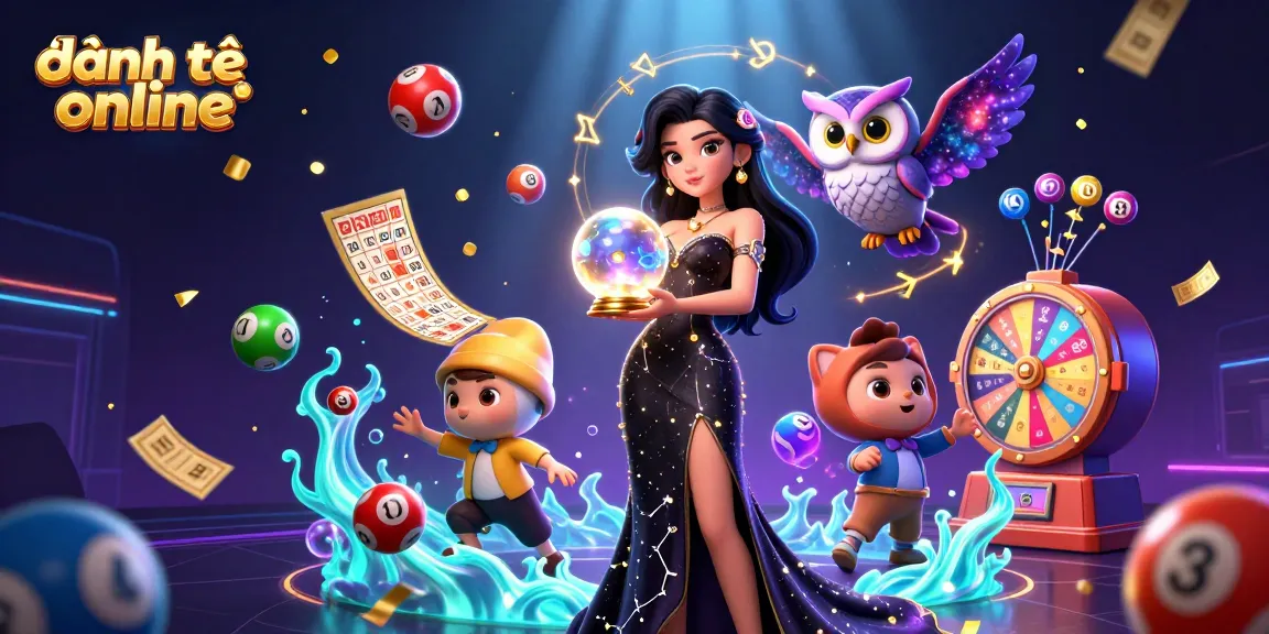Experience the excitement of đánh đề online with vibrant lottery balls and engaging casino elements in a magical scene.