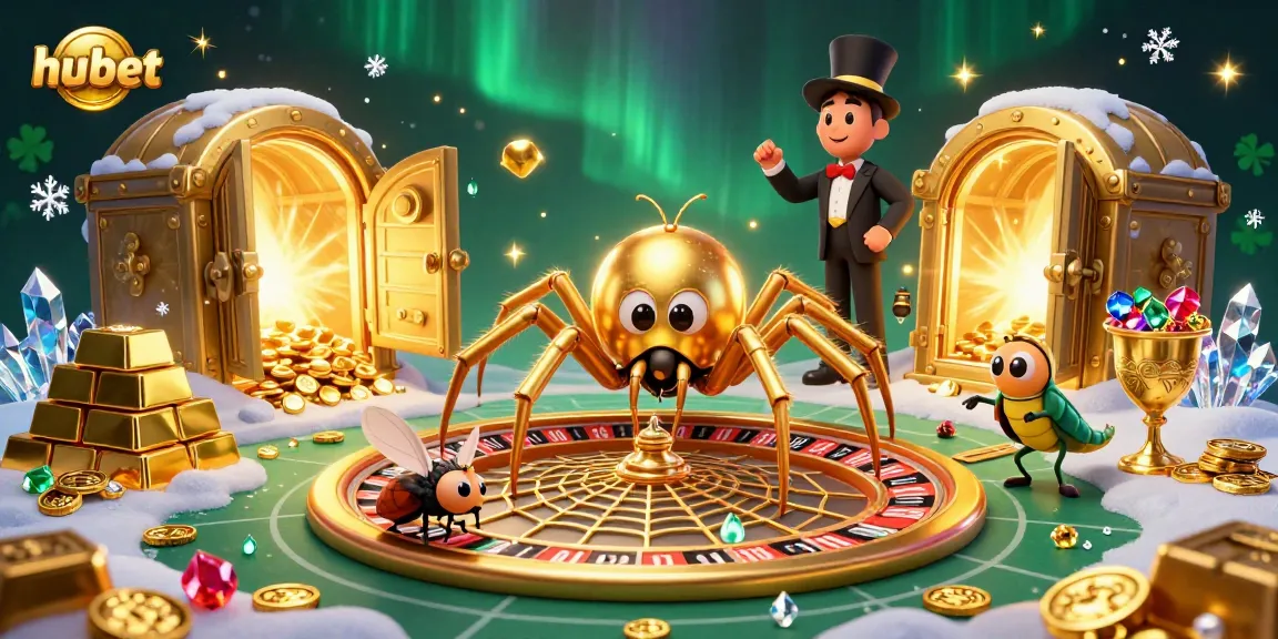 Experience the thrill of betting at hubet with vibrant 3D assets and casino-themed characters amidst golden treasures.