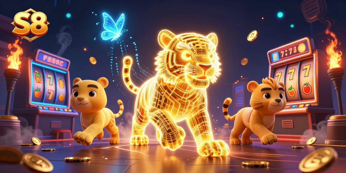 Experience thrilling gameplay with S8 as you spin the reels in a vibrant casino.