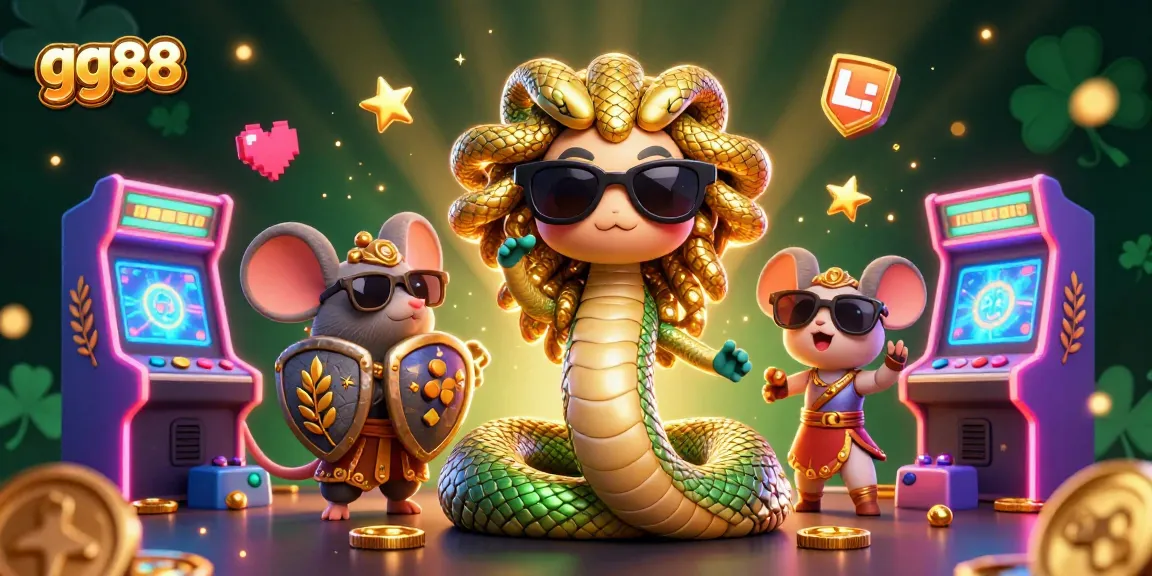 Engage with gg88's exciting world through a colorful 3D casino-themed illustration, featuring unique characters and vibrant gaming elements.