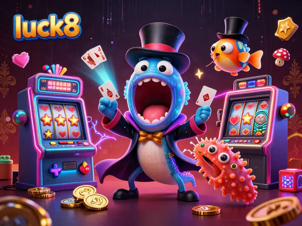 luck8 showcases an entertaining scene with vibrant characters and casino elements in a magical deep-sea adventure.