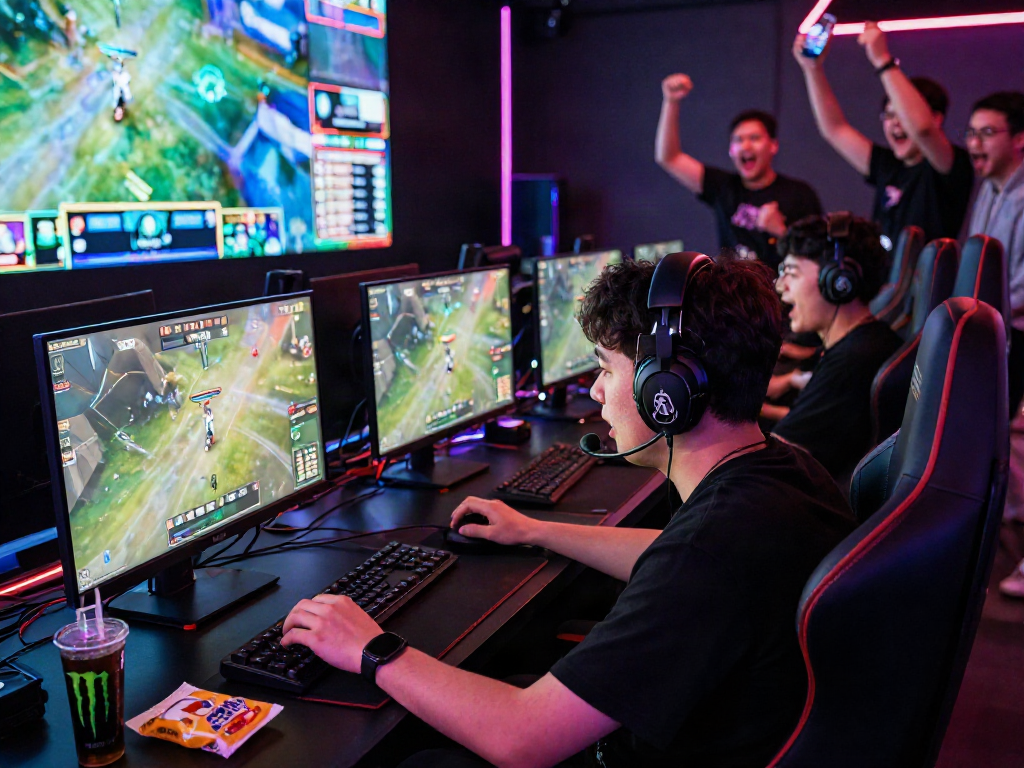 Action-packed gaming atmosphere at https://789win11.org/ showcasing competitive e-sports event.