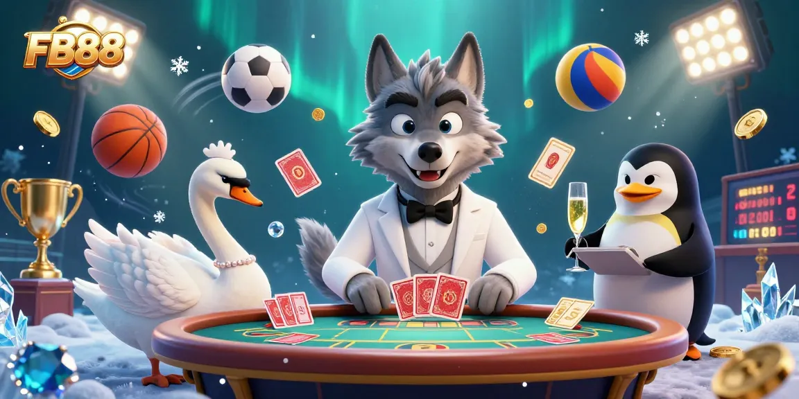 Experience thrilling action with FB88's vibrant 3D casino scene featuring unique characters and dynamic sports elements.