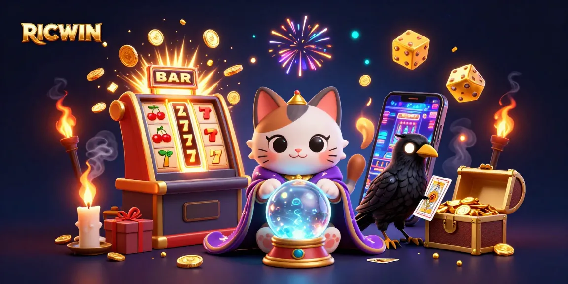 Experience the vibrant world of RICWIN with dynamic casino elements and mystical creatures!