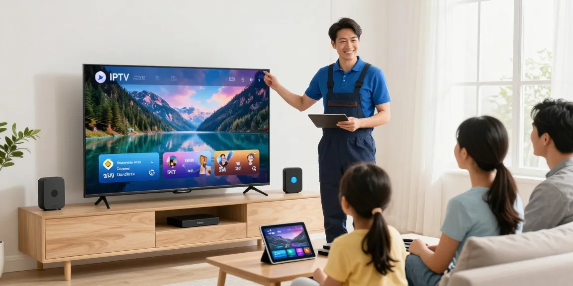 Local business offering IPTV services from a trusted provider, professional contractor assisting nearby family.