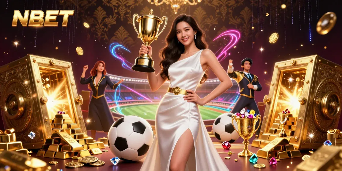 Bet on your success with NBET in this vibrant casino-themed digital artwork showcasing sports betting elements.