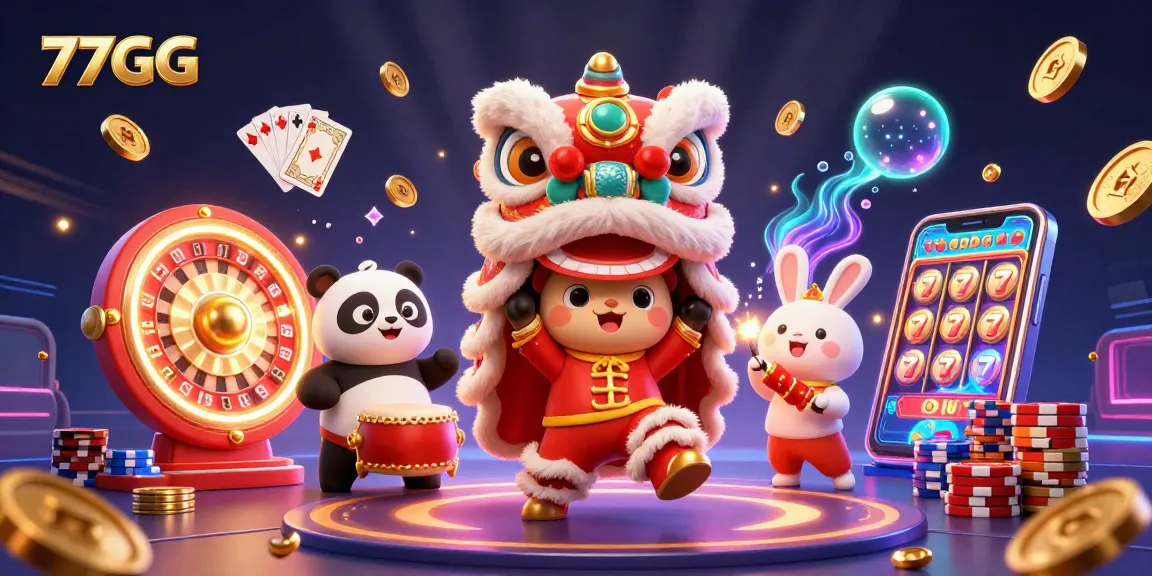 Experience exciting gameplay at 77GG with dynamic characters and casino elements illustrating a lively atmosphere.