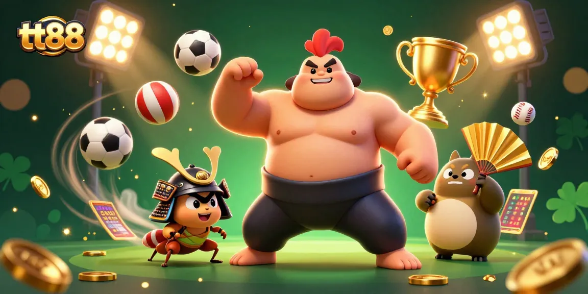 Engage in high-stakes gaming at tt88 with vibrant characters and thrilling action in a dynamic casino scene.