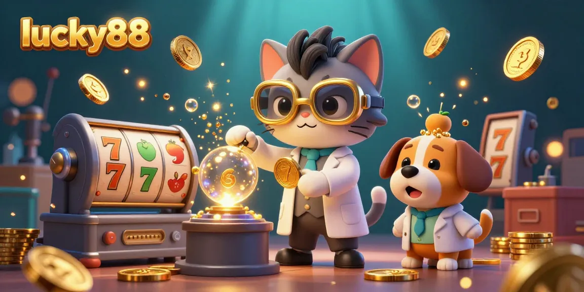 Spin the reels with lucky88 in a captivating 3D slot illustration showcasing vibrant casino elements.