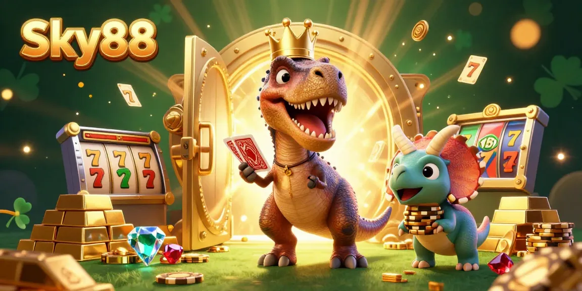 Engage in exciting gameplay at Sky88 with colorful characters surrounded by rich casino elements.