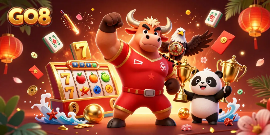 Experience the thrill of GO8 gaming with vibrant characters celebrating winnings amidst engaging casino elements.