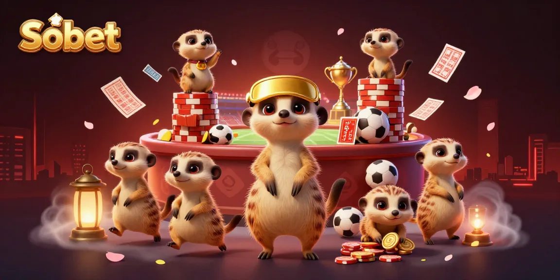 Sbobet offers dynamic sports betting experience with meerkats managing a lively casino operation.