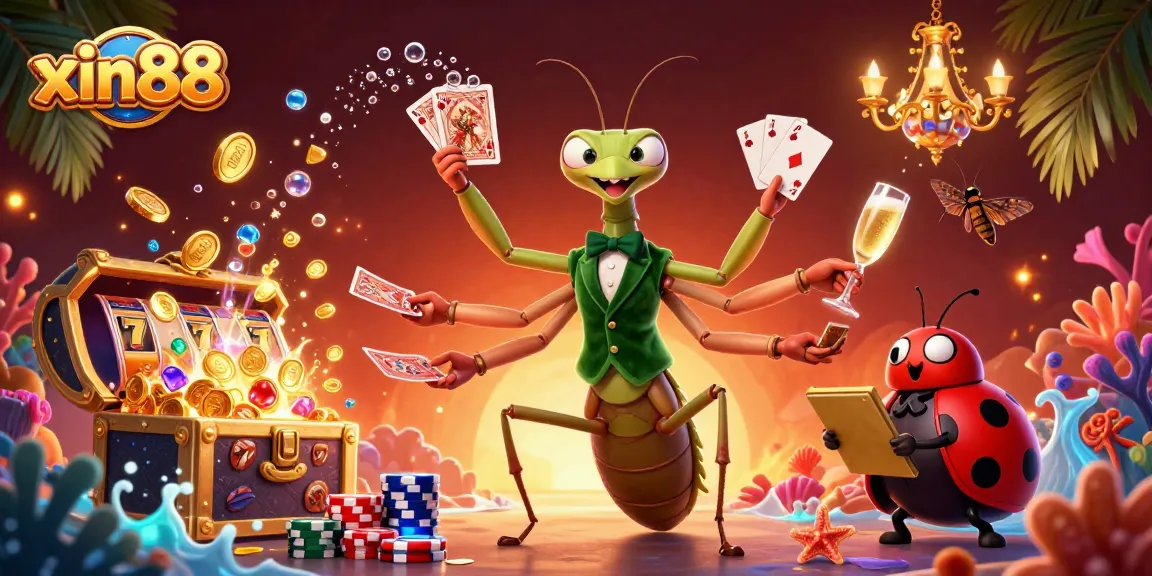 Experience the thrilling action at xin88 with a 3D cartoon giant mantis card sharp and ladybug pit boss ensuring a vibrant casino atmosphere.