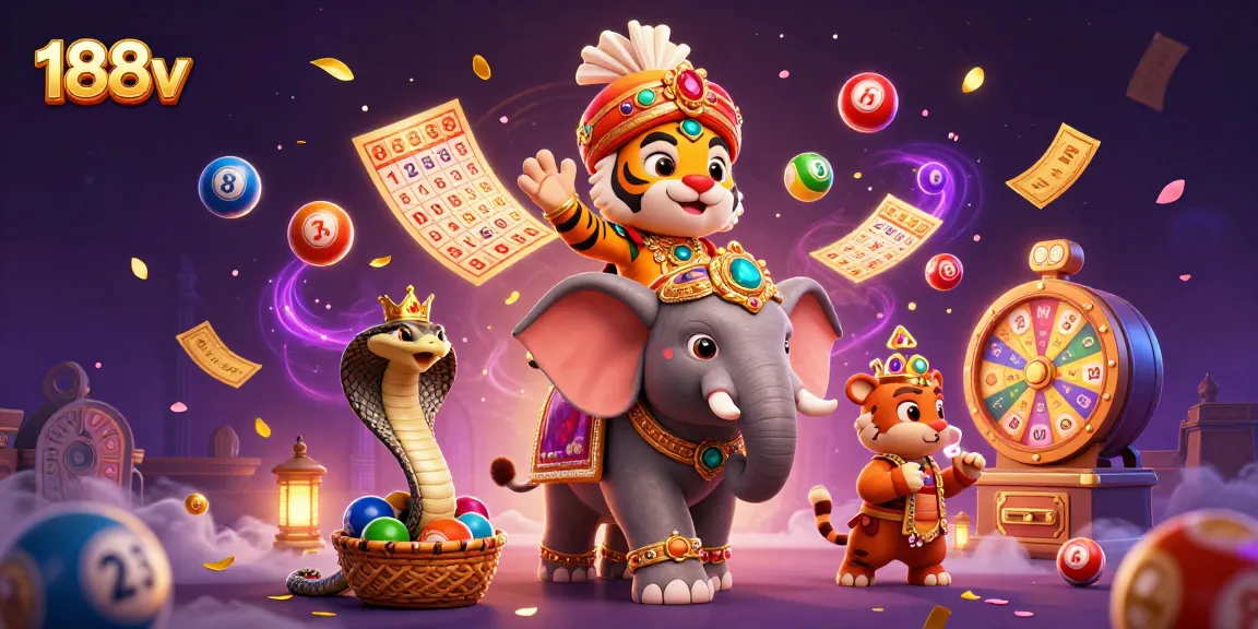 Experience thrilling moments with 188v as colorful lottery elements bounce around a majestic maharaja tiger.