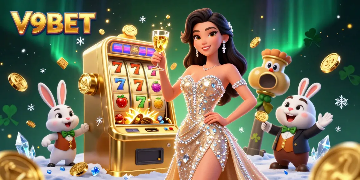 Experience thrilling wins at V9BET with stunning jackpot action, golden slot machine, and dazzling animations.