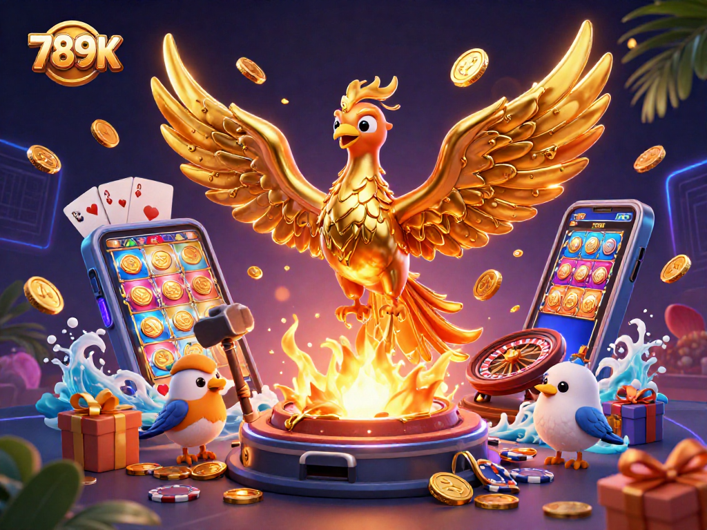 Experience vibrant gameplay at 789K featuring a golden phoenix and slot games bursting with action.