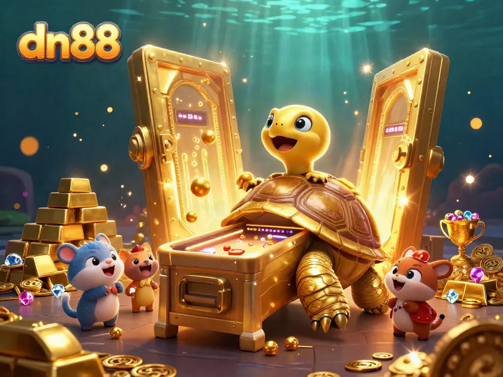 Engage in thrilling gameplay with dn88 at a vibrant casino scene filled with animated treasures.
