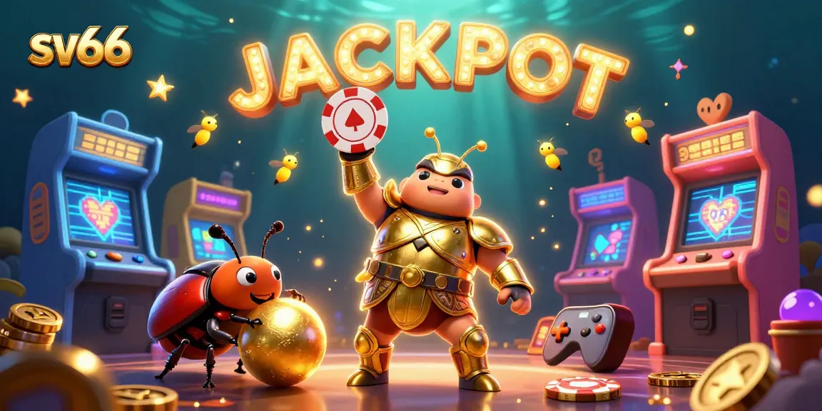 Witness the excitement of sv66 as the beetle champions showcase a glorious jackpot in this vibrant casino scene.