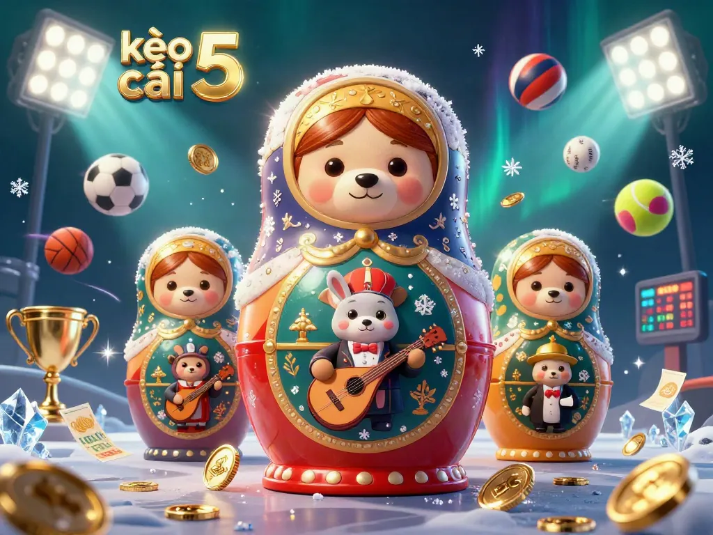 Engage in thrilling action with kèo nhà cái 5 while enjoying a vibrant casino scene featuring animated characters and dynamic sports elements.