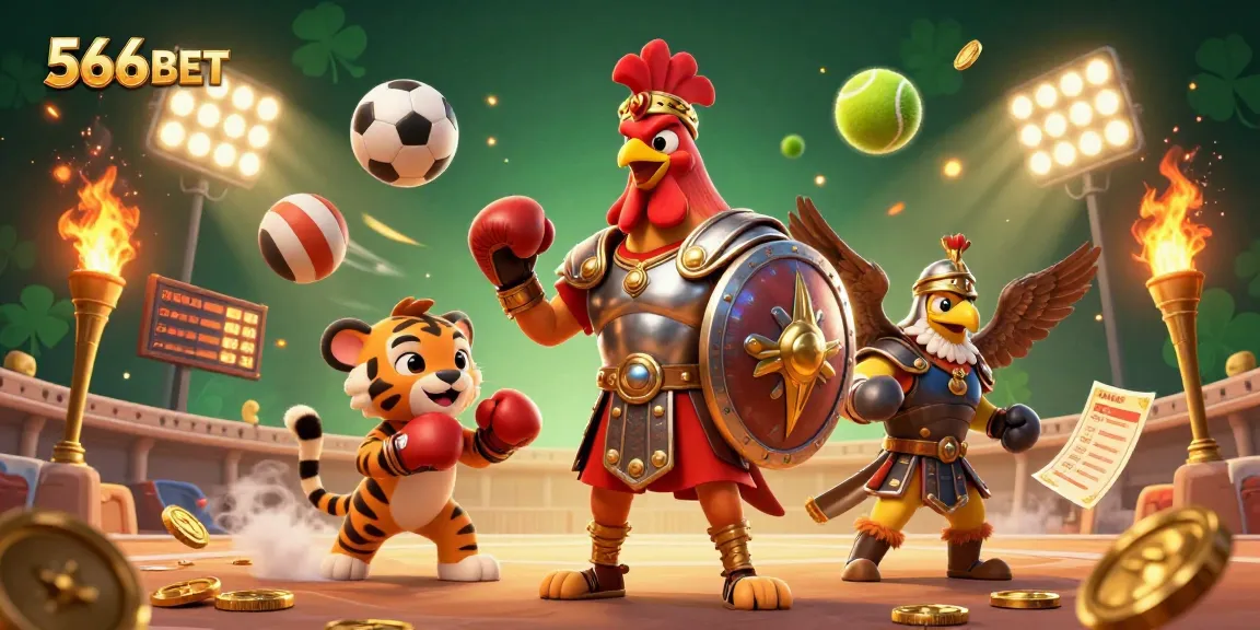 Engage in thrilling gameplay with 566BET, featuring dynamic 3D characters and elements reflecting the casino gaming experience.