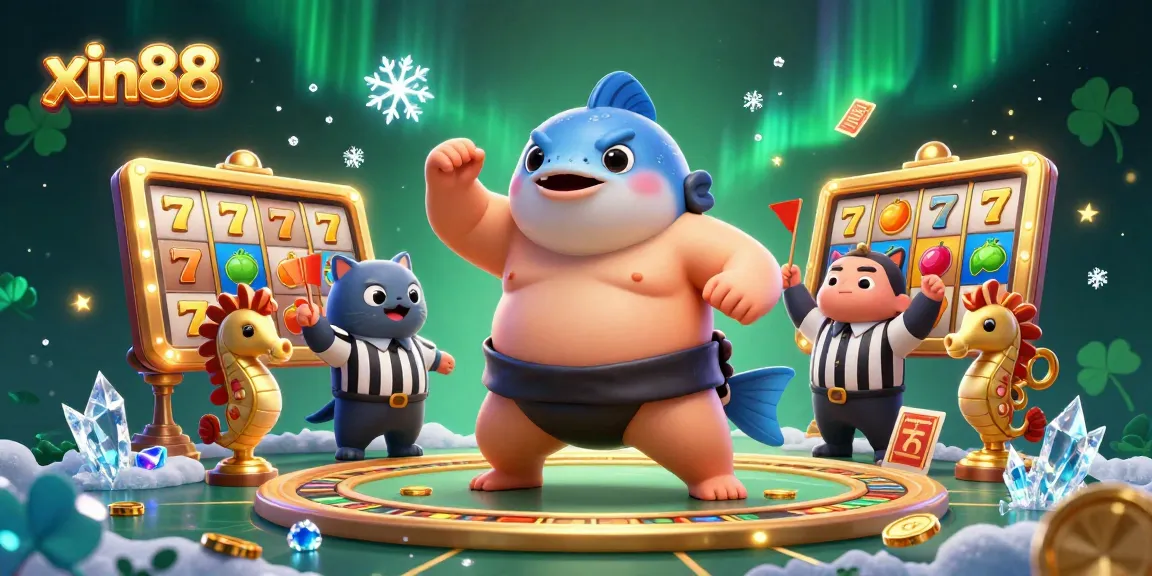 Engage with xin88 through an exhilarating online slots scene featuring a whimsical fugu champion.