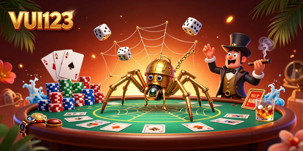 VUI123 players engaging in a thrilling game, showcasing a vibrant casino theme with dynamic elements.