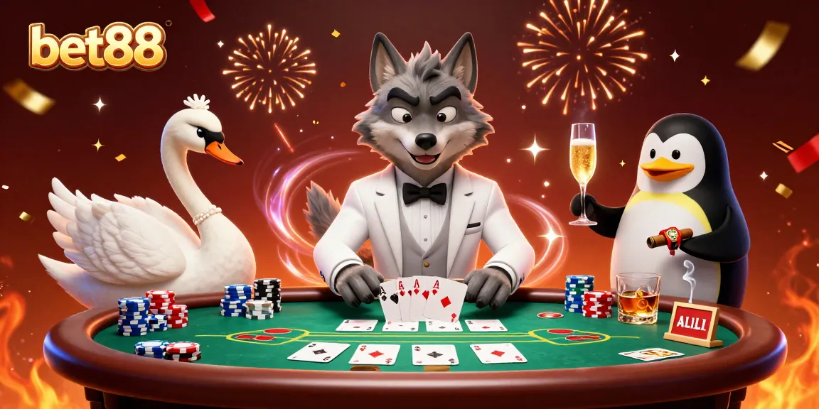 Experience the thrill of bet88 at a vibrant casino scene with animated characters in action.