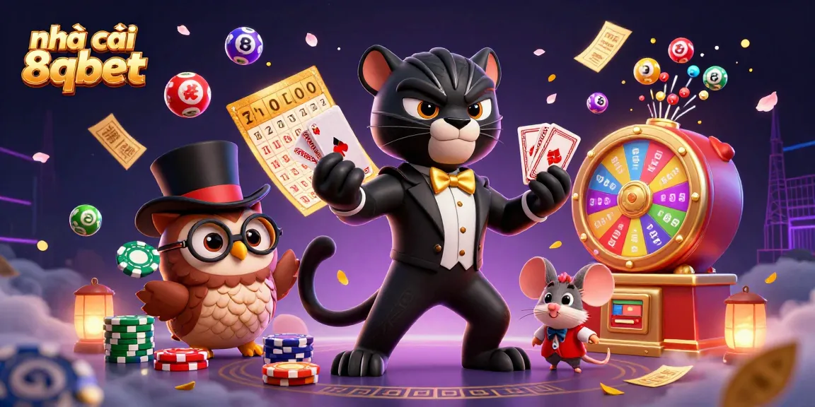 Engage with nhà cái 8qbet's vibrant casino world featuring whimsical characters, lively action, and stunning graphics.