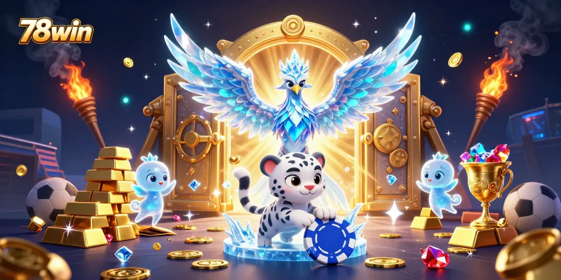 Engage in thrilling gaming adventures with 78win, featuring soaring phoenix and playful leopard.
