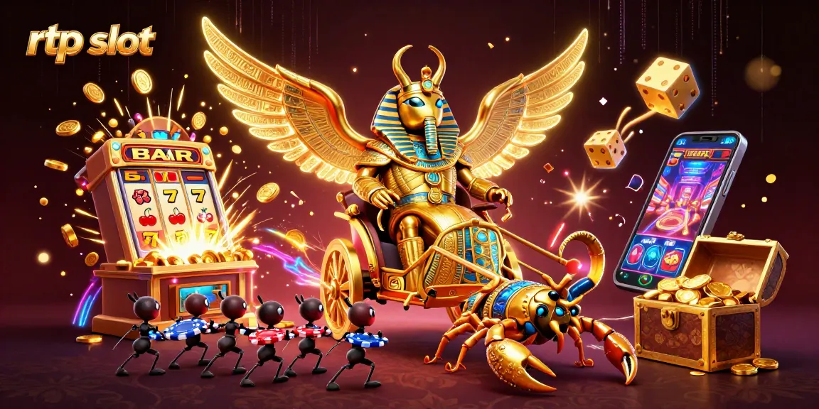 Spin the rtp slot for thrilling jackpots with a golden scarab and scorpions!