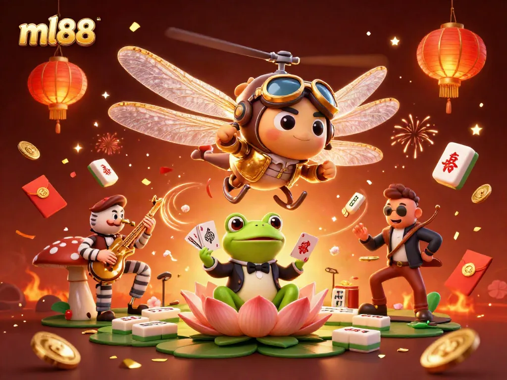 Experience the excitement of ml88 with a vibrant 3D casino scene featuring dynamic characters and festive elements.