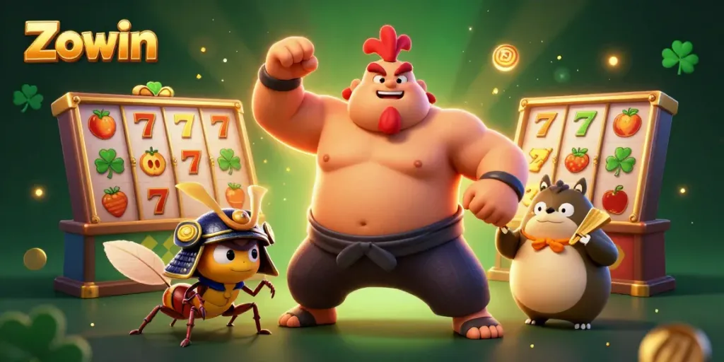 Experience thrilling jackpots at Zowin with an engaging 3D sumo wrestler, samurai cricket, and tanuki announcer.
