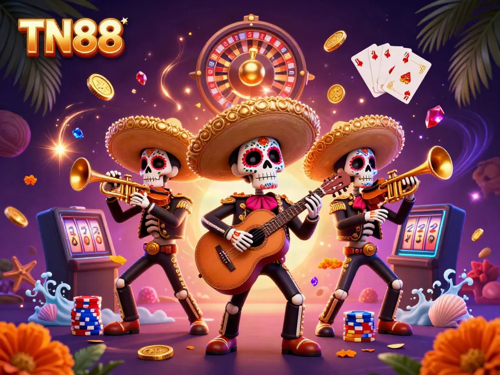 Experience the lively TN88 casino scene with vibrant characters and dynamic gaming elements.