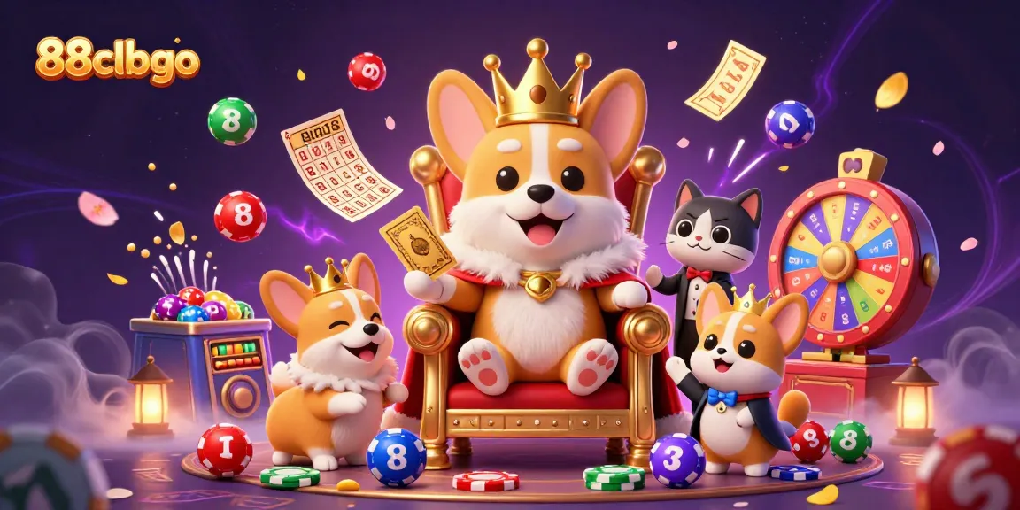 Engage with exciting games at 88clbgo featuring royal corgi, vibrant gambling elements, and enchanting atmosphere.