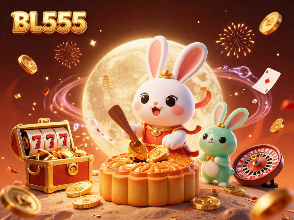 Experience thrilling wins at BL555 with a dynamic casino scene featuring traditional folklore elements.