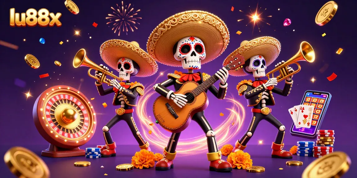 Experience thrilling games at lu88x with colorful mariachi band and exciting casino elements.