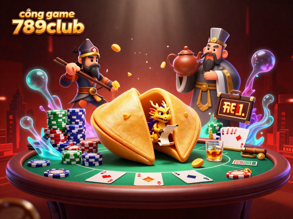 Engage with cổng game 789club through this vibrant 3D casino scene featuring dynamic poker action.