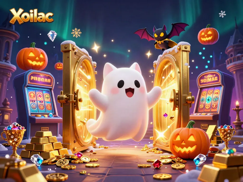 Xoilac showcases a vibrant haunted casino scene filled with engaging ghost characters and treasures.