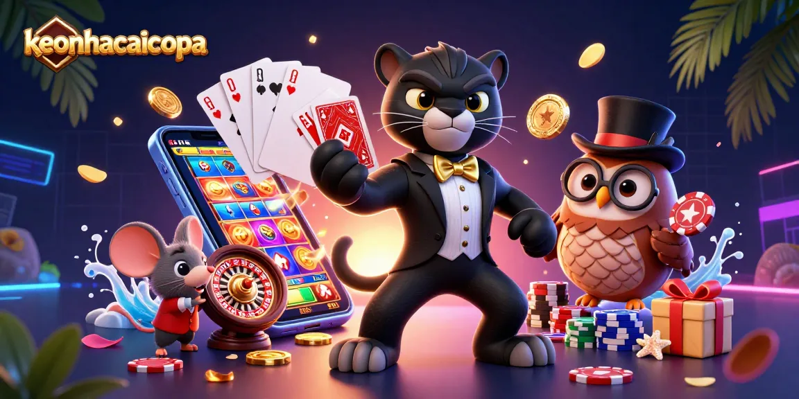 Engage in thrilling gameplay with keonhacaicopa while the stylish animals deal cards.